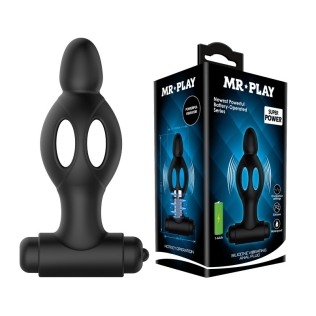 Анальный вибратор силиконовый черный Mr Play Vibrating Anal Plug