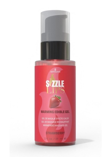 Согревающий массажный гель съедобный со вкусом клубники Sensuva Sizzle Lips 59 мл - 1