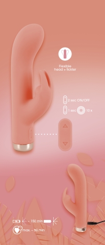 Вібратор для точки G та з відростком для клітора персикового кольору Soft Silicone Mini Rabbit Vibrator - 3