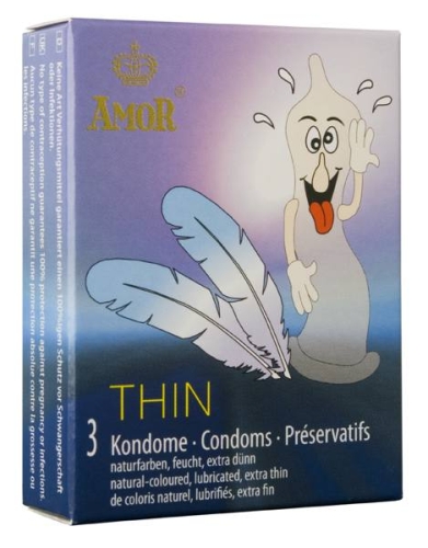 Презервативи тонкі з гладкою поверхнею Amor Thin 3 штуки - 1