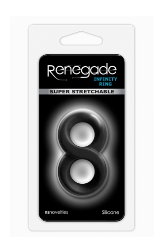Эрекционное кольцо в форме восьмерки черного цвета NS Novelties Renegade infinity ring - 2