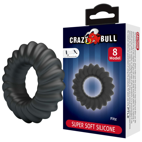 Ерекційне кільце на член чорне LYBAILE Crazy Bull №8 FITZ Super Soft - 1