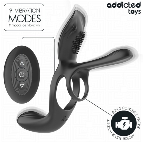 Вибронасадка на пенис с пультом черная Addicted Toys Double Penis Ring Clitoral Stimulator - 2
