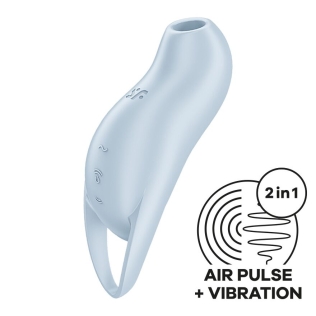 Вакуумный клиторальный стимулятор с вибрацией голубого цвета Satisfyer Pocket Pro 1
