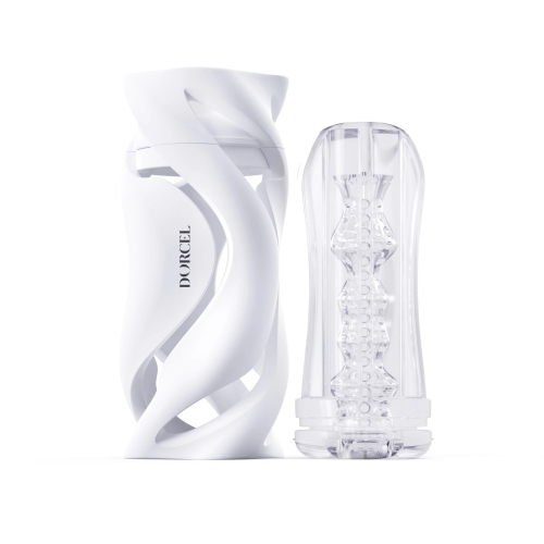 Мастурбатор в колбе для мужчин прозрачного цвета Dorcel Deep Blow White - 1