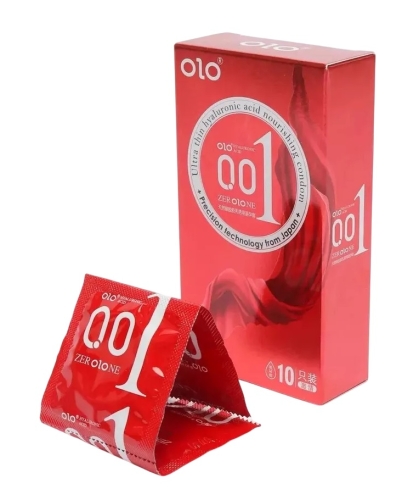 Ультратонкие текстурированные презервативы с гиалуроновой кислотой OLO Zerolone fervor 10 штук - 3