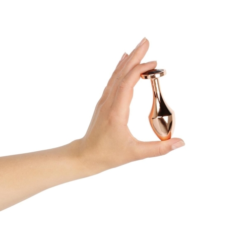 Анальна пробка золотиста із чорним кристалом Rosy Gold Nouveau Butt Plug - 4