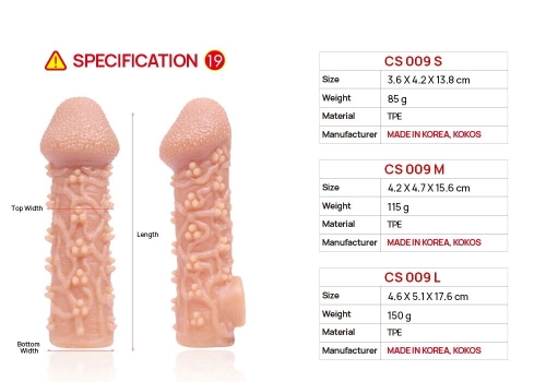 Насадка на член з отвором для мошонки тілесного кольору Kokos Cock Sleeve CS 009 розмір M - 7