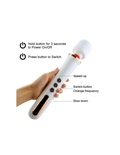 Вібромасажер Ванд у формі мікрофона білого кольору Boss series Massager Super Powerful - 4