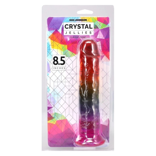 Фалоімітатор реалістичний на присосці райдужний Doc Johnson Crystal Jellies - 8.5 Inch - 5