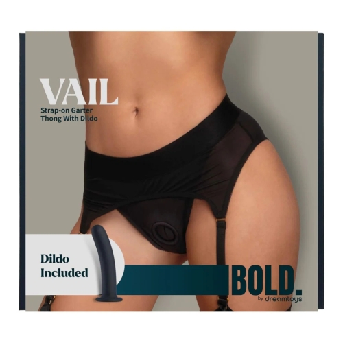 Страпон із трусиками-підв'язками чорний Dream Toys Bold Vail розмір S - 10