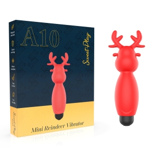 Мини-вибратор в форме оленя красного цвета  Erospace Sweet Play Mini Reindeer Vibrator модель A10