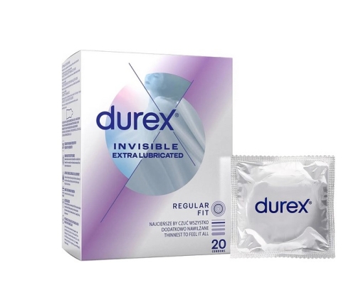 Презервативы ультратонкие латексные с силиконовой смазкой Durex Invisible Extra Lube Ultra Thin 20 штук - 1