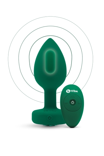 Анальна пробка з вібрацією та пультом B-Vibe для інтимних ігор силіконова зелена - 1