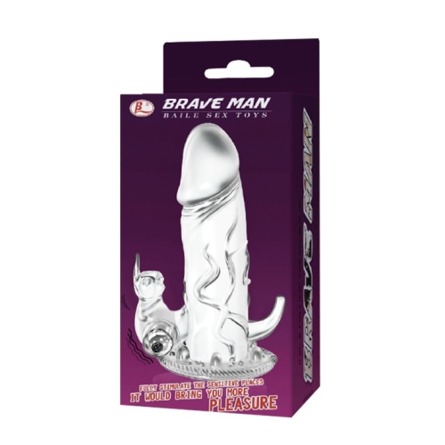 Вібронасадка на член гелева прозора Baile Brave Man - 6