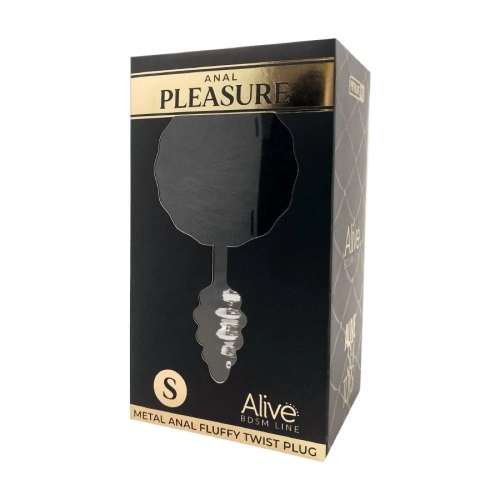 Анальная рельефная пробка с черным хвостом Alive Anal Pleasure размер L - 3