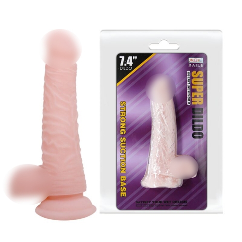 Фалоімітатор 14,5 / 4 см реалістичний на присоску з мошонкою SUPER Dildo 7.4 - 1