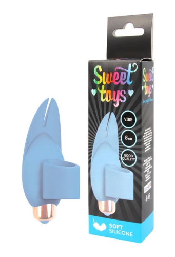 Вибратор для клитора силиконовый с отростками на палец SWEET TOYS голубой L 8 см D 3,3 см - 2
