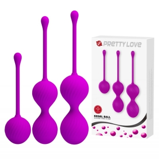 Вагинальные шарики 3 разных размеров фиолетового цвета Lybaile Kegel Balls Three In One