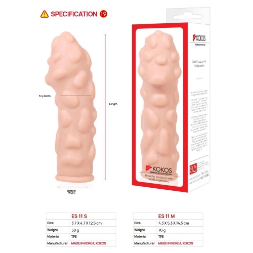 Насадка на член утолщающая стимулирующий рельеф Kokos Extreme Sleeve ES.11 размер S - 5