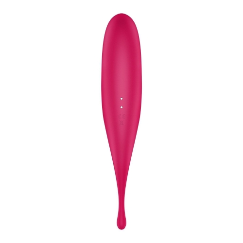 Двухсторонний вибратор с вакуумной стимуляцией клитора красного цвета Satisfyer Twirling Pro - 4