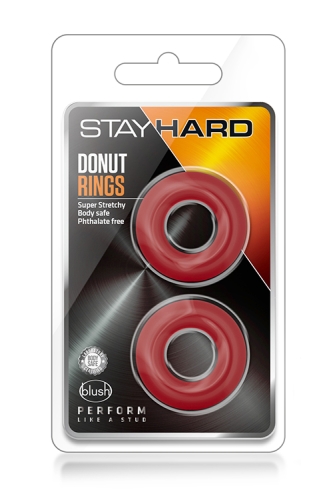 Набір ерекційних кілець для продовження ерекції червоні STAY HARD Donut RINGS - 2