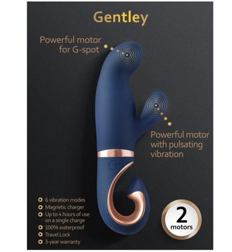 Вібратор кролик для точки G і з відростком для клітора Синій GVibe Gentley - 5