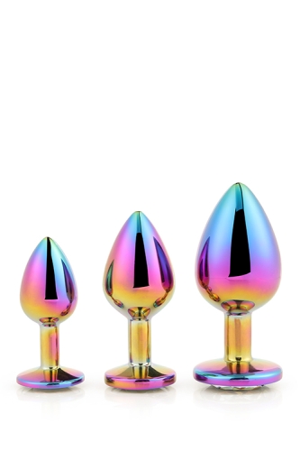 Набор анальных пробок радужных с радужным камнем Dream Toys Gleming Love - 3
