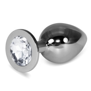 Анальная пробка серебристого цвета с кристаллом серебристого цвета Lovetoy Rosebud Plug