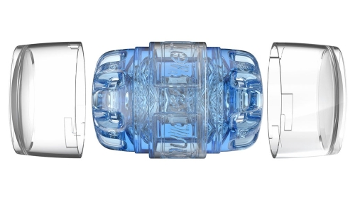 Мастурбатор двухсторонний для мужчин голубого цвета FleshLight Quickshot Turbo - 3