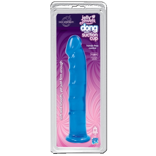 Фалоімітатор на присоску з гелевим покриттям Doc Johnson Jelly Jewels-Dong with Suction Cup-Blue - 2