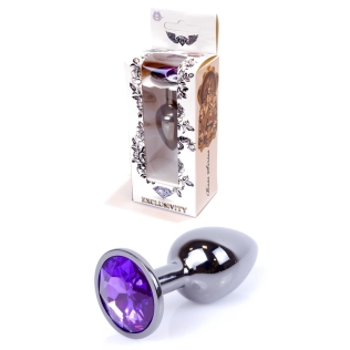Анальна пробка S сріблястого кольору із кристалом фіолетового кольору BOSS of TOYS Jewellery PLUG 