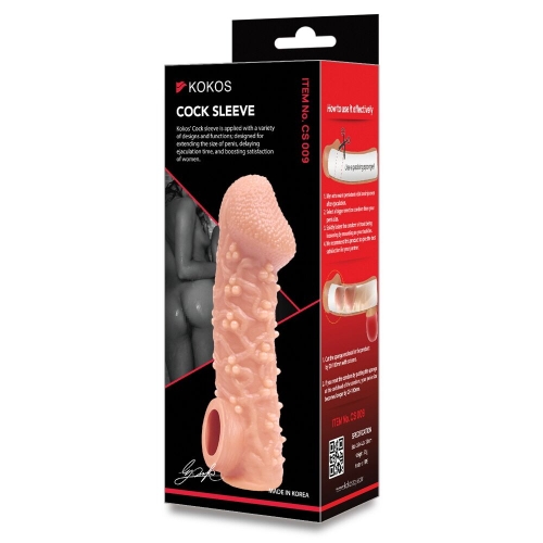 Насадка на член з отвором для мошонки тілесного кольору Kokos Cock Sleeve CS 009 розмір M - 6