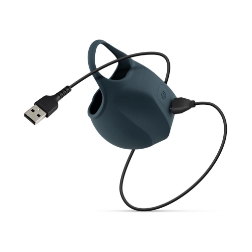Эрекционное виброкольцо на член со стимуляцией мошонки синее Boners Stimulating Ball Pouch - 7