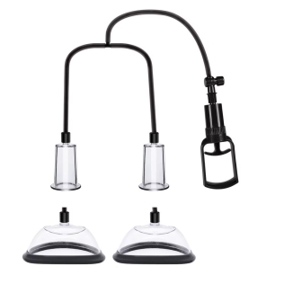 Вакуумная помпа для груди и сосков прозрачно черного цвета Men Powerup Passion Pump