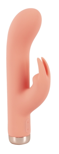 Вібратор для точки G та з відростком для клітора персикового кольору Soft Silicone Mini Rabbit Vibrator - 2