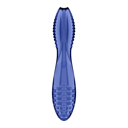 Двусторонний стеклянный дилдо синий Satisfyer Dazzling Crystal 2 - 3