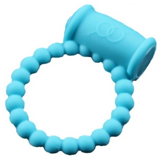 Эрекционное виброкольцо на член голубого цвета Hision Beads Ring