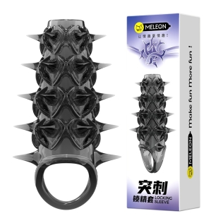 Стимулирующая насадка на член с шипами черная Meleon - Thrust Locking Sleeve