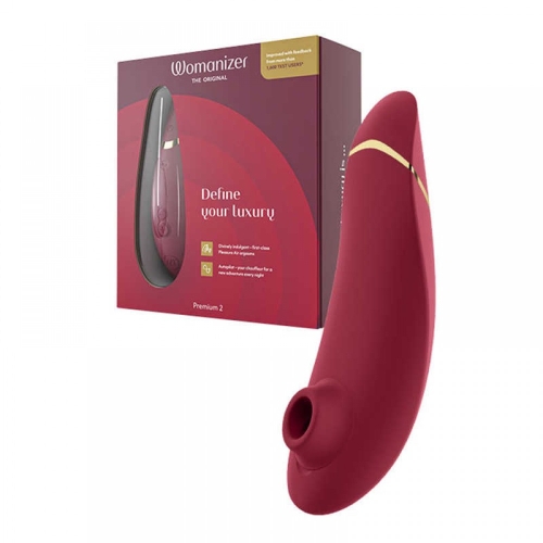 Вакуумний кліторальний стимулятор бордовий Womanizer Premium - 2