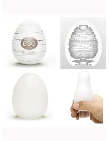 Мастурбатор яйце без вібрації білого кольору Tenga Egg Silky - 3