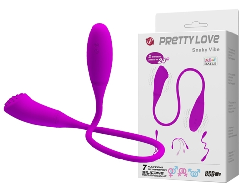 Двойной гибкий вибратор розового цвета Lybaile Preetty love Snaky vibe - 1