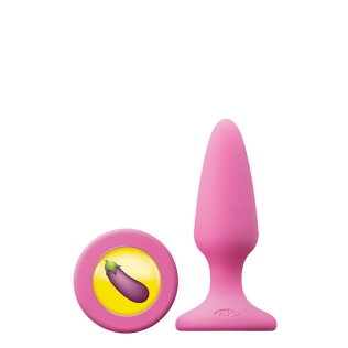 Анальний силіконовий затор рожевого кольору із заглушкою смайликом NS Novelties Mojis dck medium