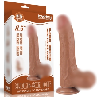 Фалоімітатор реалістичний на присосці Sliding Skin Dual Layer Dong 8.5 коричневий