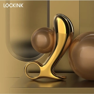 Массажер простаты с кольцом металлический золотой Lockink Sevanda Woodpecker Massager, 