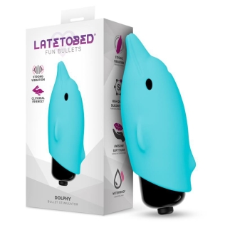 Клиторальный вибратор в форме дельфинчика голубой Latetobed Dolphy Vibrating Bullet