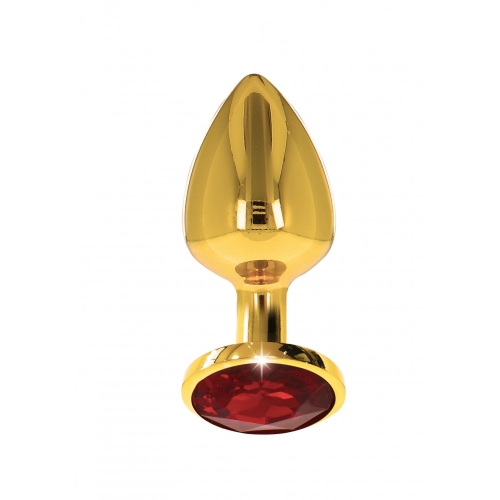 Анальний металевий затор середній з каменем червоного кольору Butt Plug With Diamond Jewel Taboom - 2