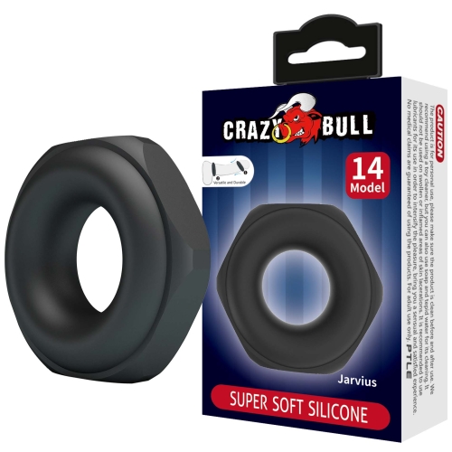 Ерекційне кільце на член силіконове чорне Lybaile Crazy Bull №14 Jarvius - 1