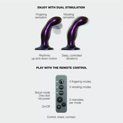 Ділдо на присосці з вібрацією та манливим рухом фіолетовий Strap-On-Me FINGERING &amp;amp; VIBRATING DILDO розмір M - 2
