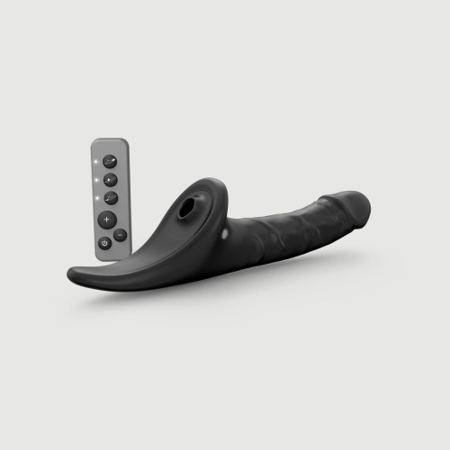 Вибронасадка реалистичная для страпона с вакуумной стимуляцией черная Strap-On-Me Multi Orgasm Realistic Dildo размер M - 1